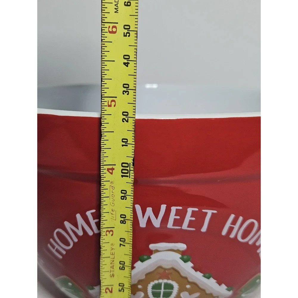 Holiday Time Home Sweet Home Gingerbread House Red Ceramic 2 Quart Batter Bowl